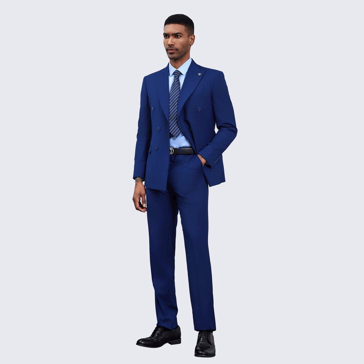 Men's Double Breasted Blue Suit by Stacy Adams - Wedding - Prom ...