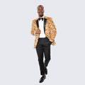 Gold Paisley Hybrid Fit Tuxedo Jacket By Stacy Adams - Wedding - Prom