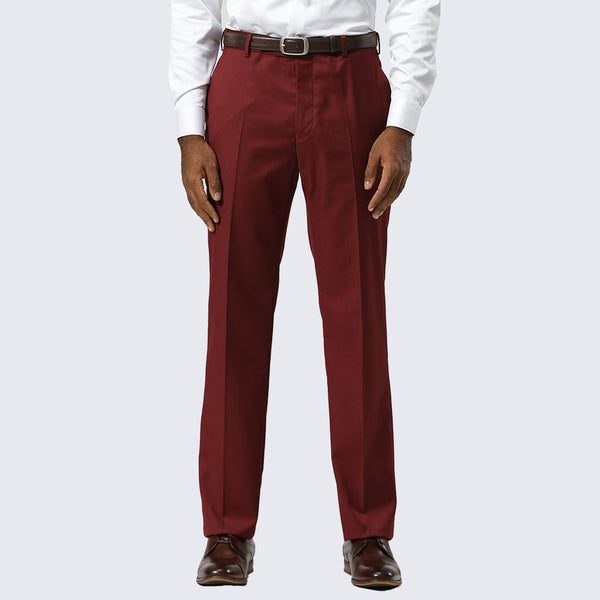 Burgundy Modern Fit Dress Pants Flat Front, Unhemmed (Expandable Waistband), 46 Burgundy Modern Fit Dress Pants Flat Front, Unhemmed (Expandable Waistband), 46