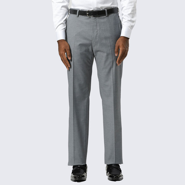 Mid Grey Modern Fit Dress Pants – Flat Front, Unhemmed