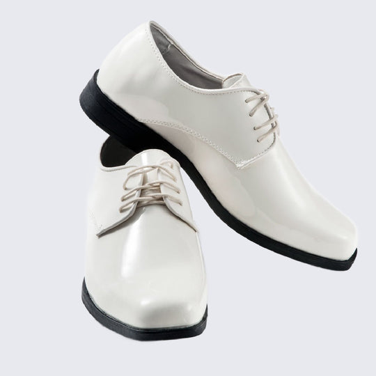 Ivory Tuxedo Shoes Patent Leather Square Toe - Mens