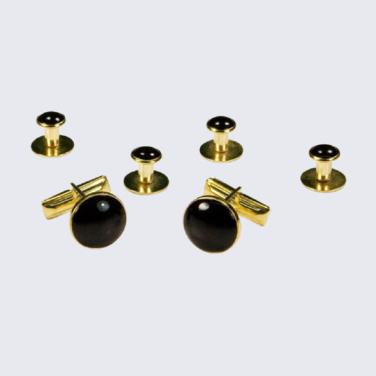 Tuxedo Studs and Cufflinks Basic Gold Finish