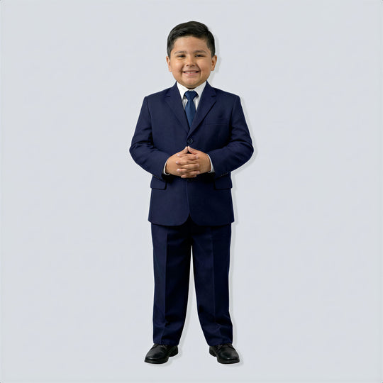 Boys Husky Suit Navy Blue 5-Piece Set