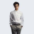 Boys White Dress Shirt with Convertible Stud Front