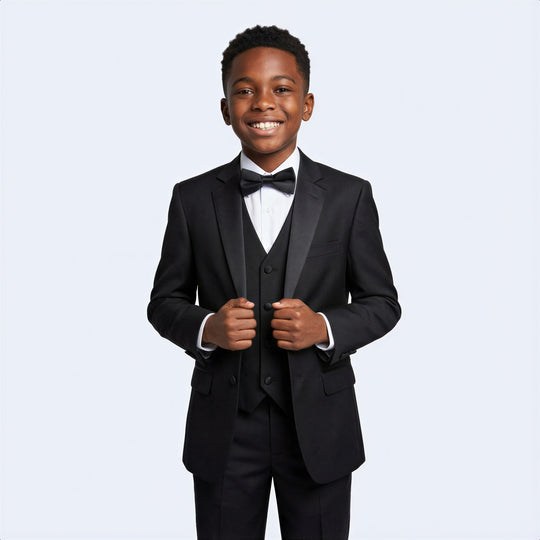 Boys Black 5-Piece Tuxedo Set – Wedding & Ring Bearer