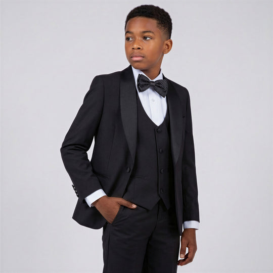 Boys Black Premium Slim Fit Tuxedo Set – Wedding & Ring Bearer