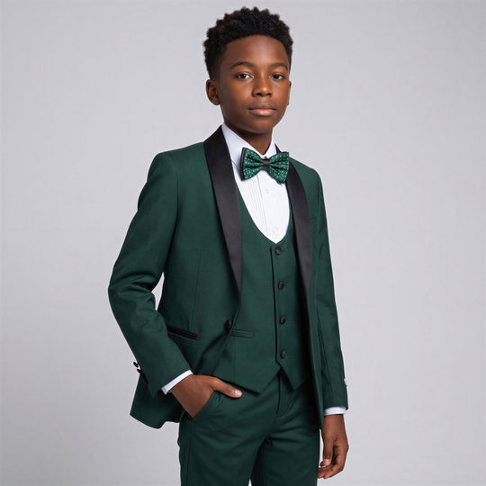 Boys Green Premium Slim Fit Tuxedo Set – Wedding & Ring Bearer