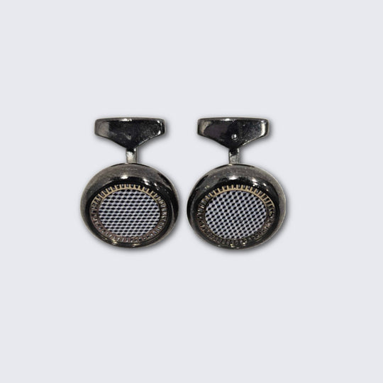 Gun Metal Perforated Cufflink Set