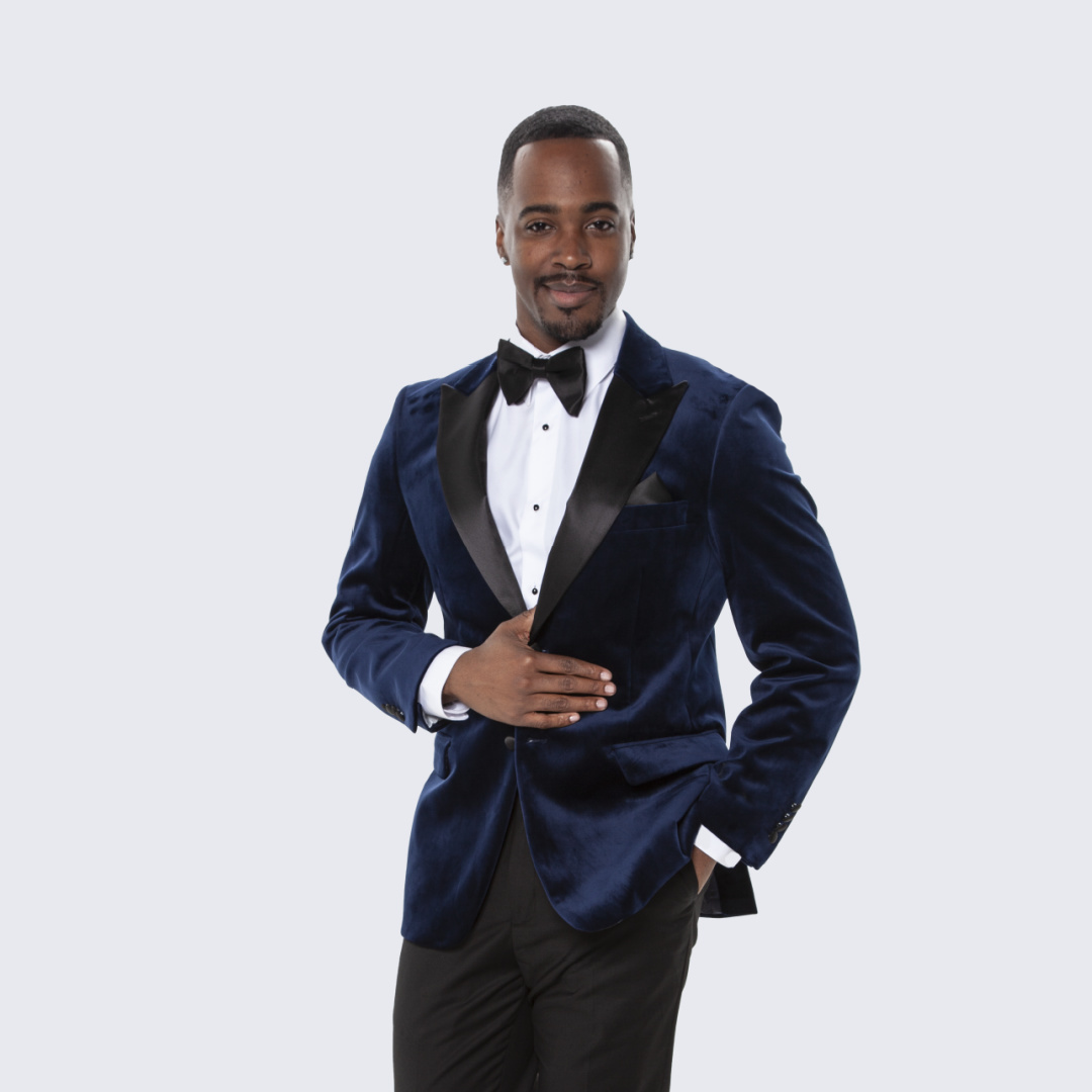 Men’s Black and Pink Wool Tuxedo – Designer Vested Tuxedo with Contrast Satin Peak Lapel for Wedding & Prom main image 0