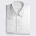 Slim Fit Tuxedo Shirt White Pleated Laydown Collar Fitted