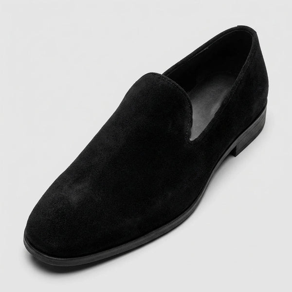 Men’s Black Suede Loafers – Prom & Wedding Dress Shoes, 16M(+$10)