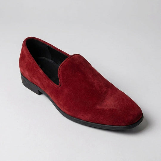Men’s Red Suede Loafers – Prom & Wedding Dress Shoes