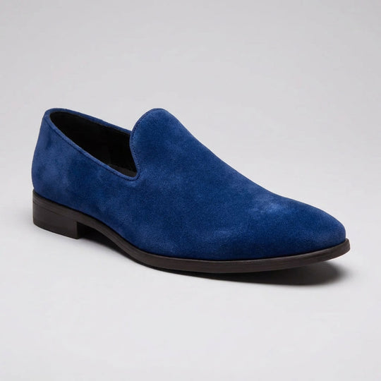 Men’s Royal Blue Suede Loafers – Prom & Wedding Dress Shoes