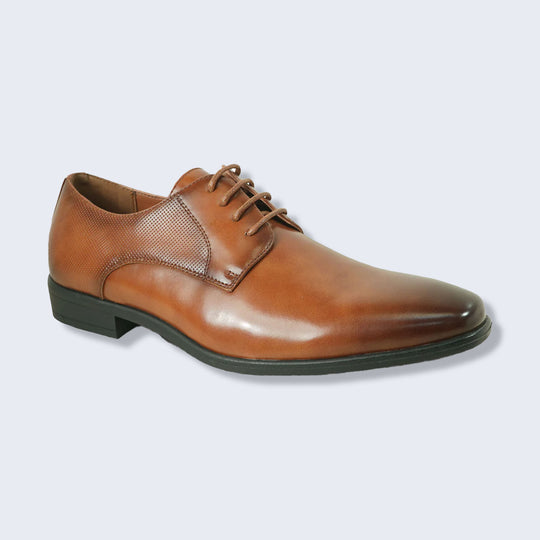 Men’s Cognac Leather Derby Dress Shoes – Wedding & Prom