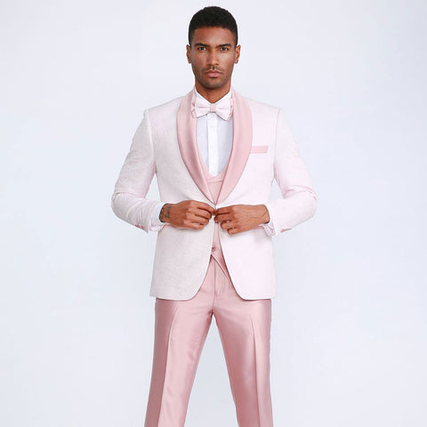 Pink Shawl Tuxedo with Fancy Pattern Four Piece Set - Wedding - Prom