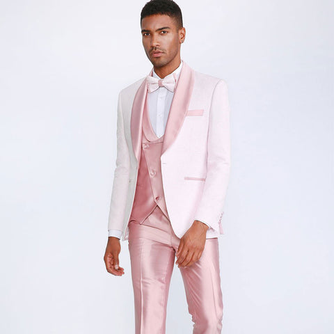 Pink Shawl Tuxedo with Fancy Pattern Four Piece Set - Wedding - Prom