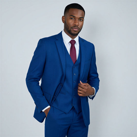 Indigo Blue 3-Piece Modern Fit Suit with Notch Lapel – Wedding & Prom