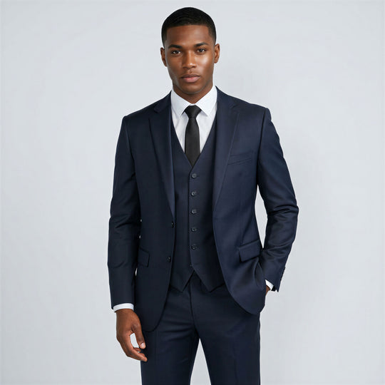 Dark Grey 3-Piece Modern Fit Suit with Notch Lapel – Wedding & Prom