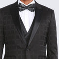 Black Tuxedo with Fancy Pattern Three Piece Set