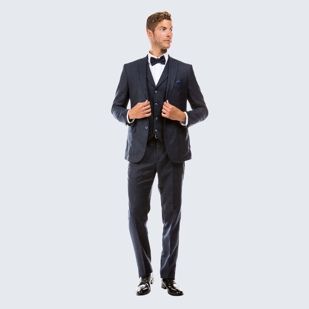 Navy tweed suit wedding hotsell