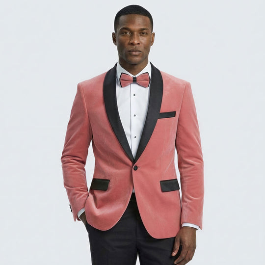 Mauve Velvet Tuxedo Jacket with Shawl Lapel – Slim Fit