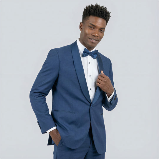 Cobalt Blue Slim Fit Tuxedo with Shawl Lapel – Wedding & Prom