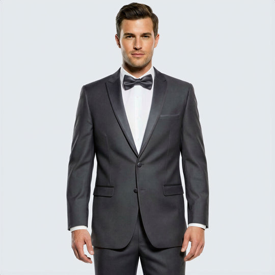 Charcoal Slim Fit Tuxedo with Peak Framed Lapel – Wedding & Prom