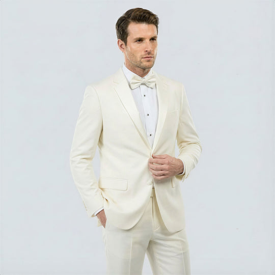 Ivory Tuxedo with Satin Notch Lapel – Wedding & Prom