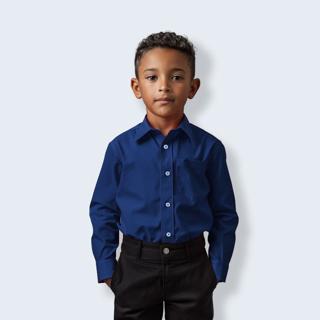 Leveret Boys Dress Shirt Navy 5 Years