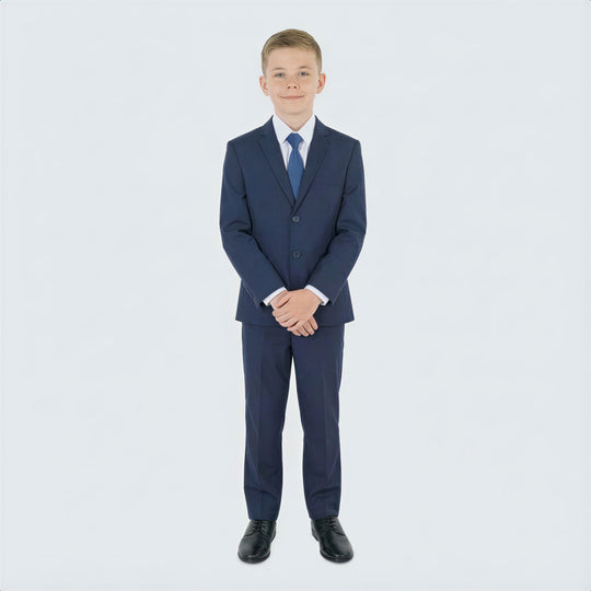 Boys Navy Blue 5-Piece Suit Set – Wedding & Ring Bearer