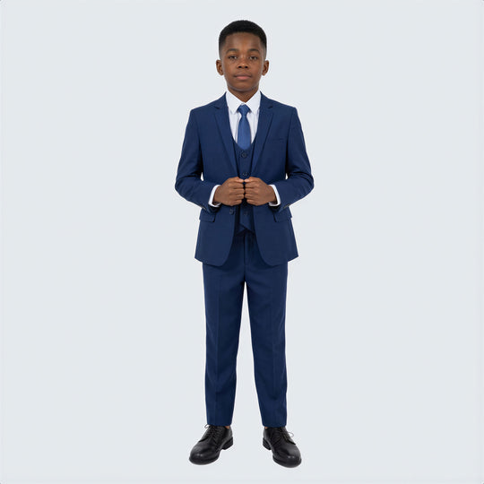 Boys Cobalt Blue 5-Piece Suit Set – Wedding & Ring Bearer