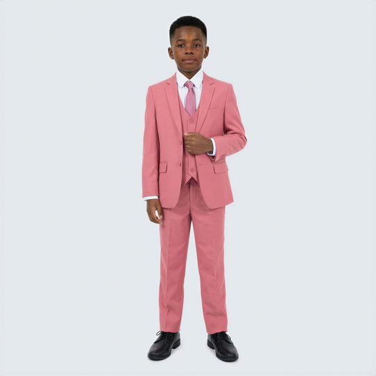 Boys Mauve 5-Piece Suit Set – Wedding & Ring Bearer