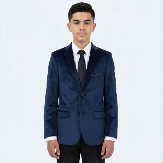 Boys Navy Blue Velvet Blazer – Wedding & Ring Bearer