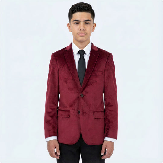 Boys Burgundy Velvet Blazer – Wedding & Ring Bearer