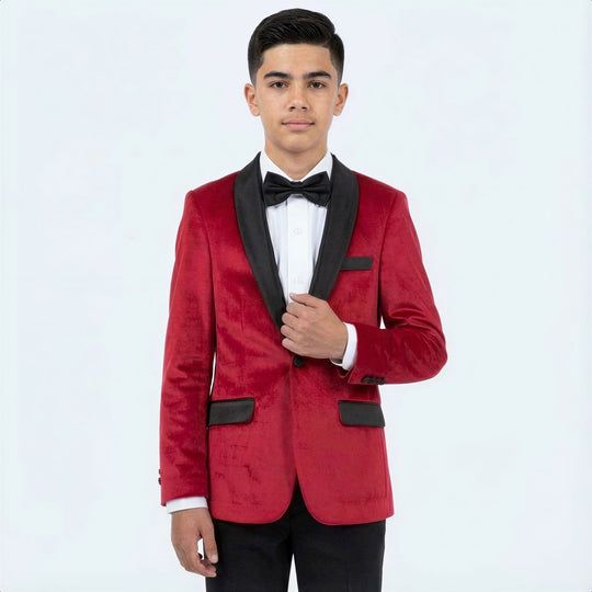 Boys Red Velvet Tuxedo Jacket – Wedding & Formal