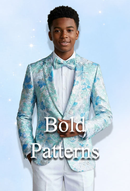 guy wearing a aqua floral prom jacket