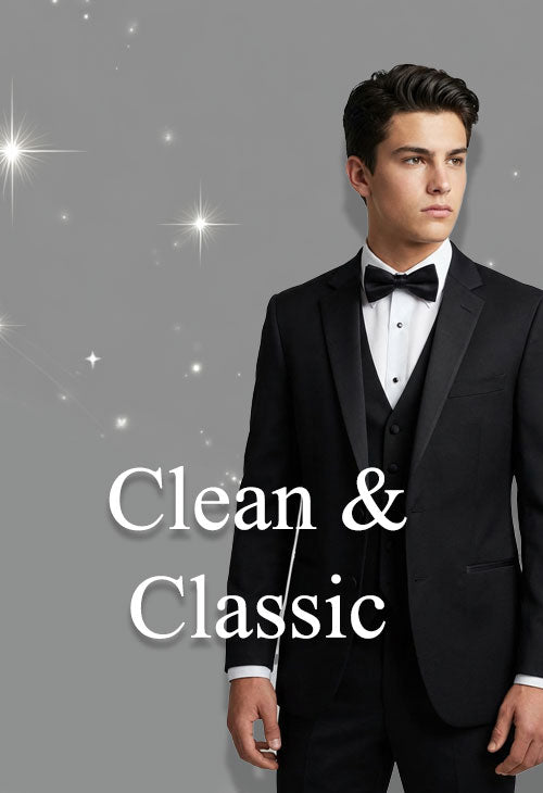 teen wearing a black prom tuxedo