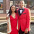 prom couple with guy wearing red and black prom tuxedo