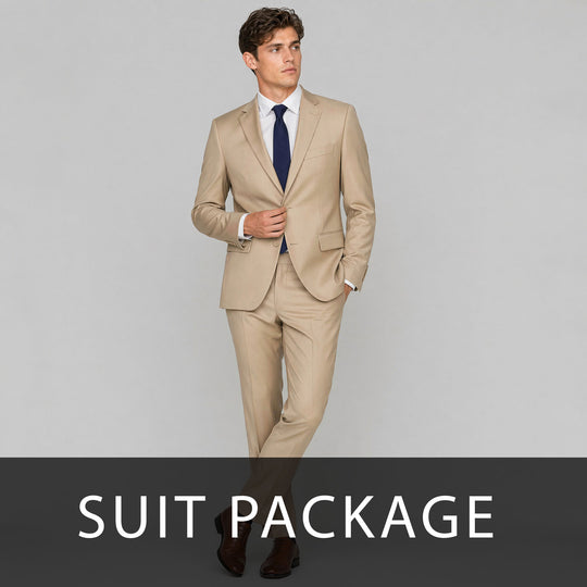 Tan Suit Package – Slim or Classic Fit (Suit, Shirt & Tie)