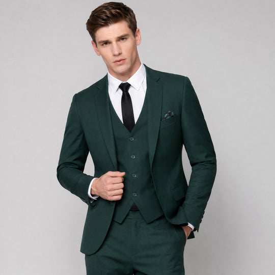 Green Skinny Fit 3-Piece Suit with Notch Lapel Separates – Wedding & Prom