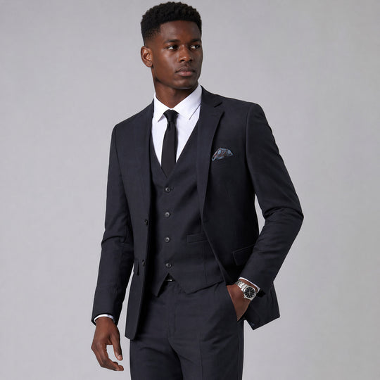 Charcoal Skinny Fit 3-Piece Suit with Notch Lapel Separates – Wedding & Prom