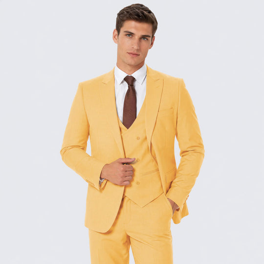 Canary Yellow Slim Fit 3-Piece Suit – Wedding & Prom