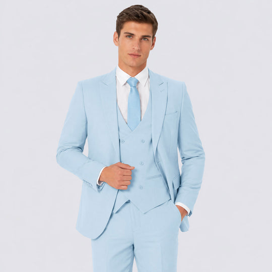 Light Blue Slim Fit 3-Piece Suit – Wedding & Prom
