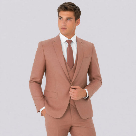 Peach Slim Fit 3-Piece Suit – Wedding & Prom