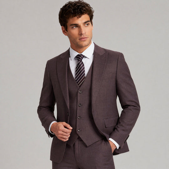 Grape Purple Slim Fit 3-Piece Sharkskin Suit – Wedding & Prom