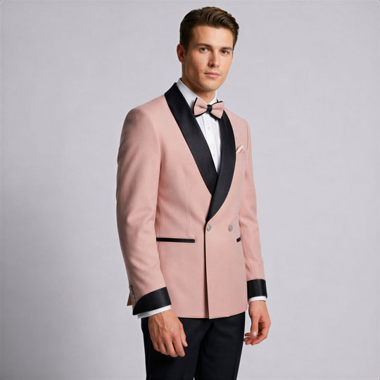 Blush Pink Double Breasted Shawl Lapel Tuxedo – Wedding & Prom