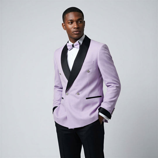 Lavender Double Breasted Shawl Lapel Tuxedo – Wedding & Prom