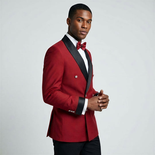 Red Double Breasted Shawl Lapel Tuxedo – Wedding & Prom
