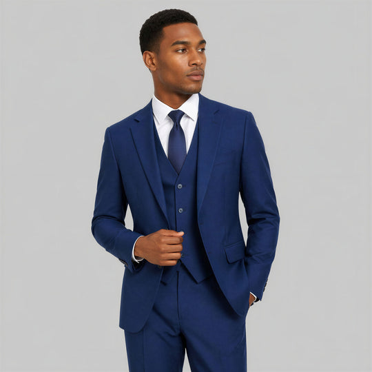 Indigo 3-Piece Suit with Large Notch Lapel – Wedding & Prom