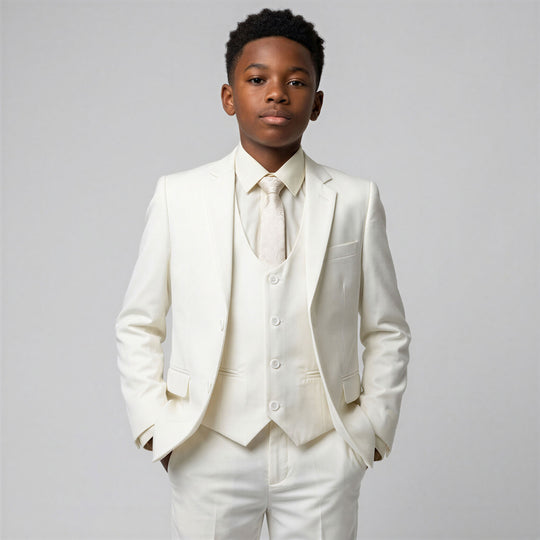 Boys Ivory Premium Slim Fit Suit – Wedding & Ring Bearer